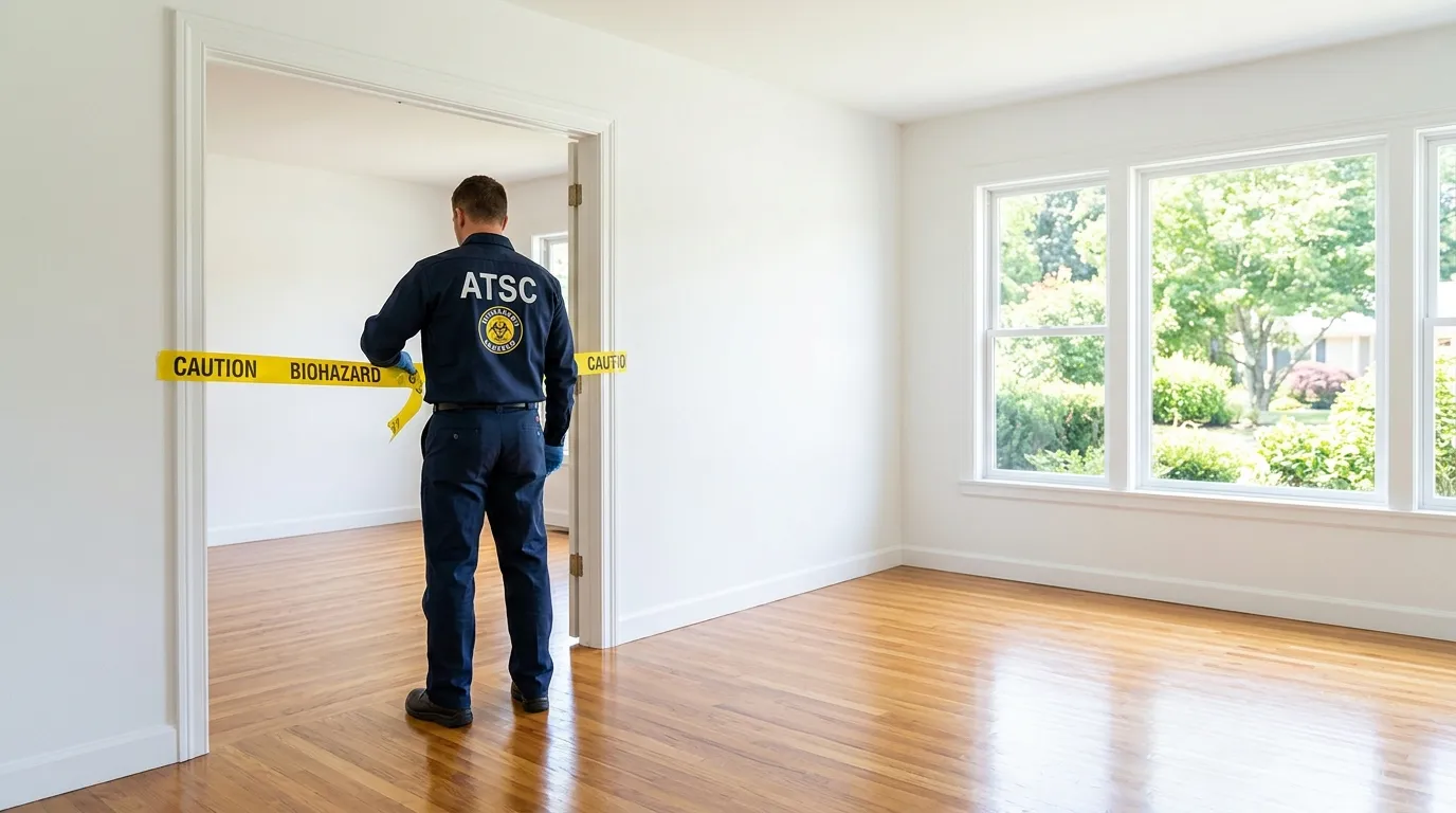 Certified biohazard cleanup crew performing Decomposition Cleanup in North Arlington